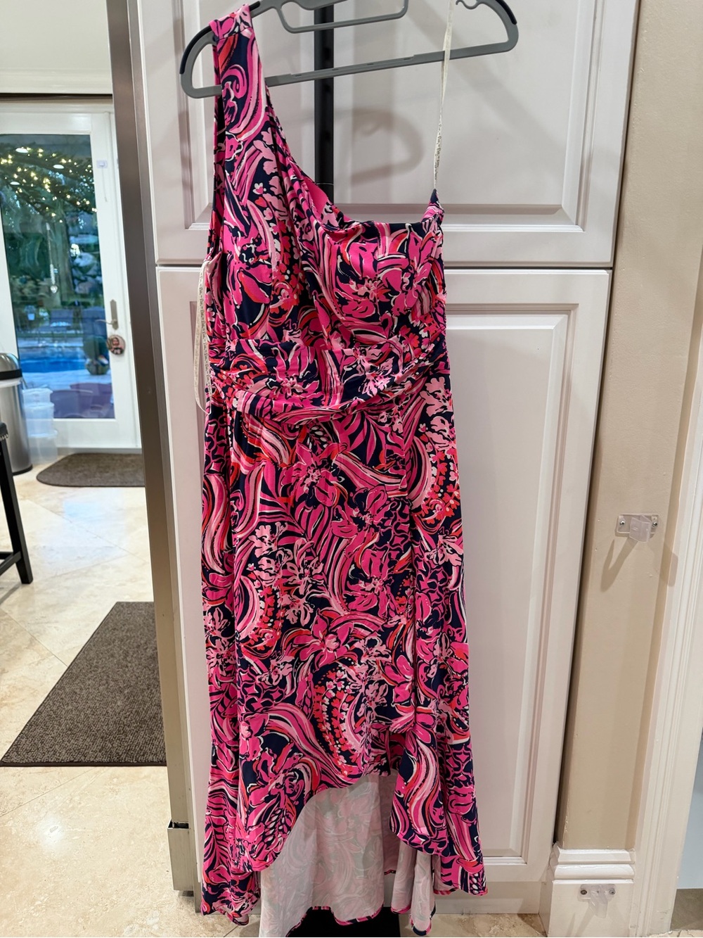 Lilly Pulitzer Pink Swirl Asymmetrical One-Shoulder Dress